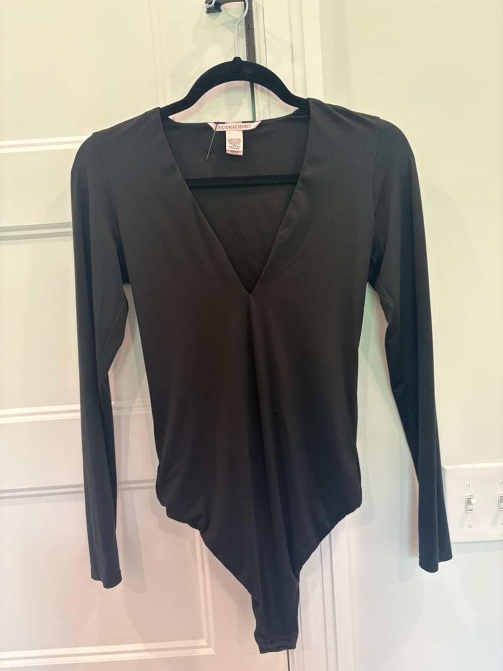 Victoria's Secret Black V-Neck Long Sleeve Bodysuit